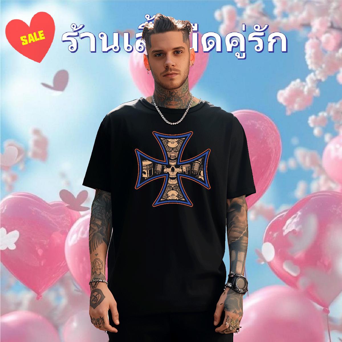 Custom Men T Shirts skull Tees 100% Cotton 230g Street Wear High Quality Anime Print Breathable Short Sleeve Couples T Shirts