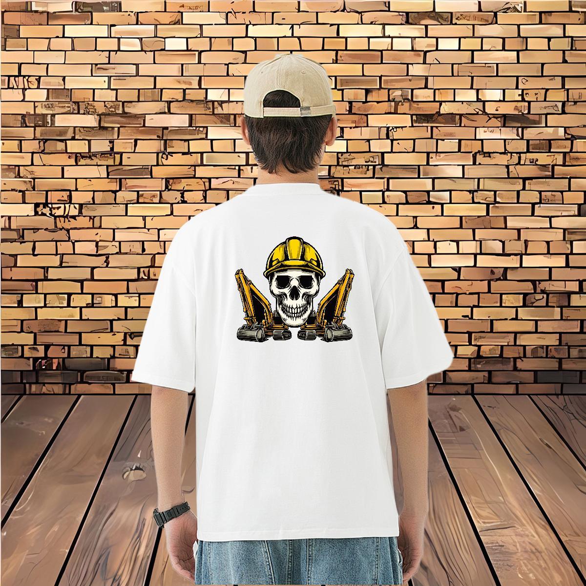 2024 Summer Mens T Shirts skull Top Tees 230g 100% Cotton Summer Casual Brand Custom Printed O-Neck Short Sleeve Tshirt for Man Woman