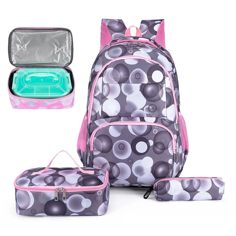 3 pieces of childrens school backpack bag set girls elementary with lunch Mochilas 240807