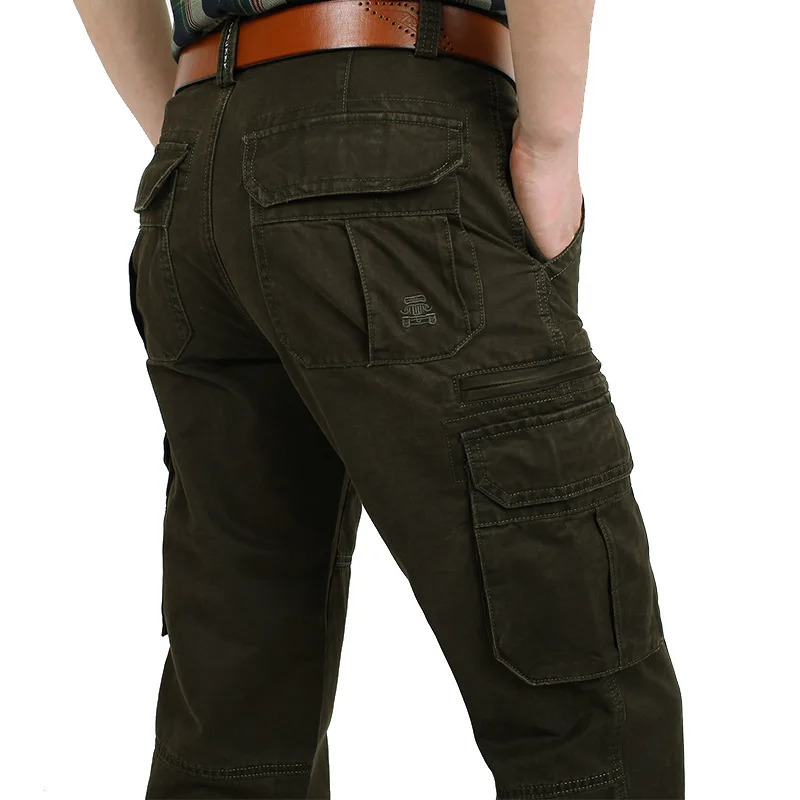 Men Cargo Pants Army Green Multi Pockets Combat Casual Cotton Loose Straight Trousers Military Tactical pants 240806