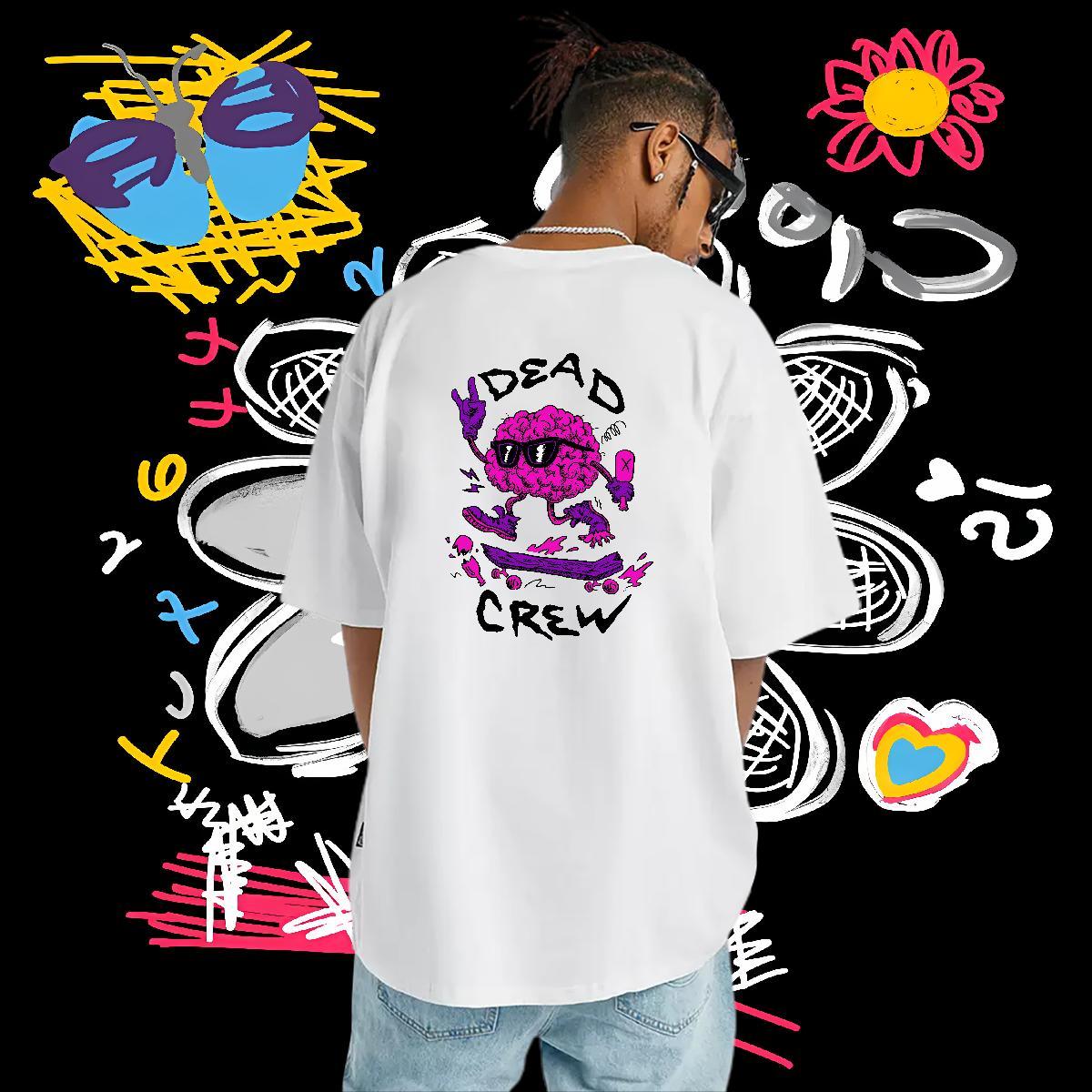 Fashion New T Shirts Men letter Top Tees 230g 100% Cotton Casual Beach Popular DIY Printed Crew Neck Men Tshirts