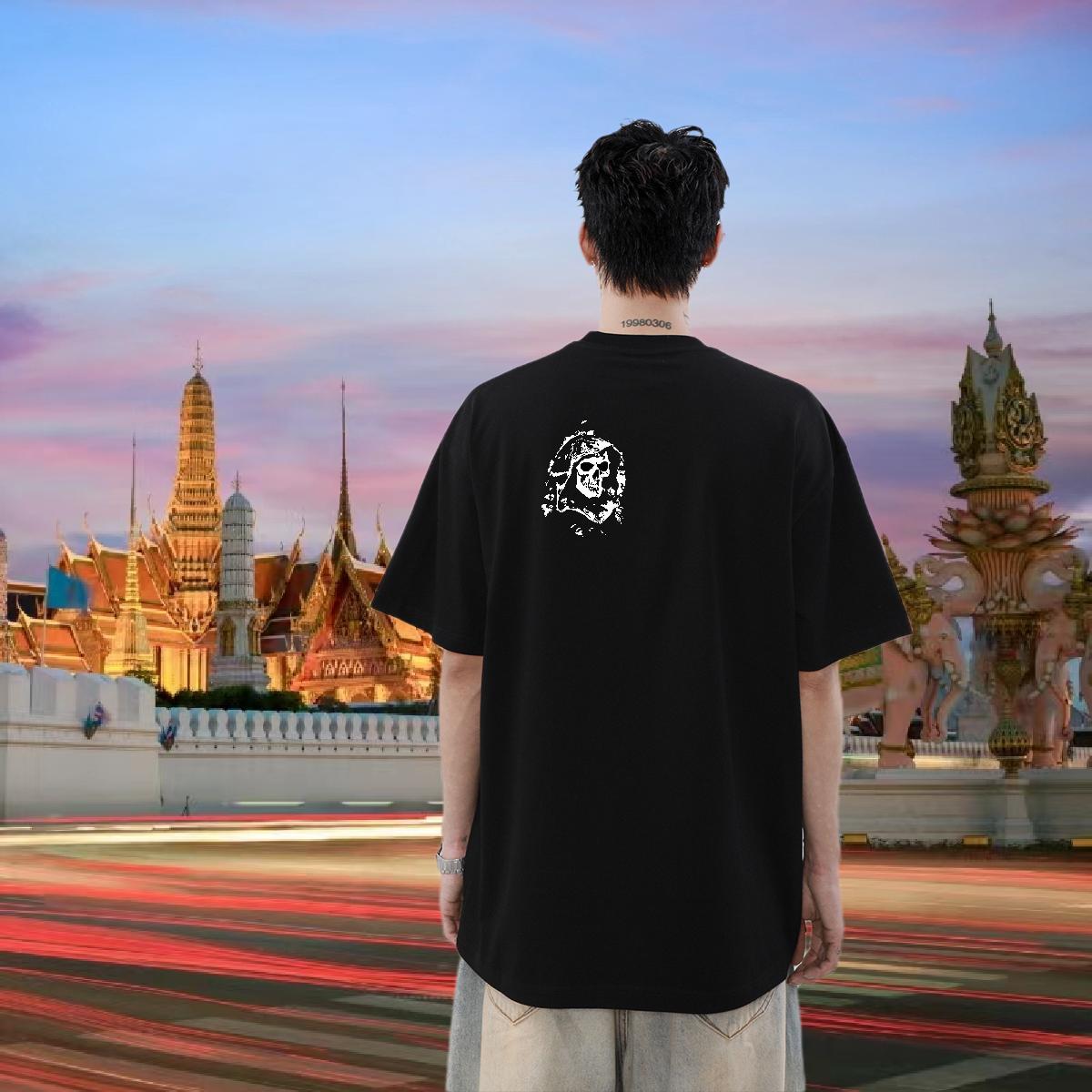 Brand Men T Shirts skull Clothes 230g 100% Cotton Street Wear Comfortable Custom Anime Breathable Crew Neck Tshirts