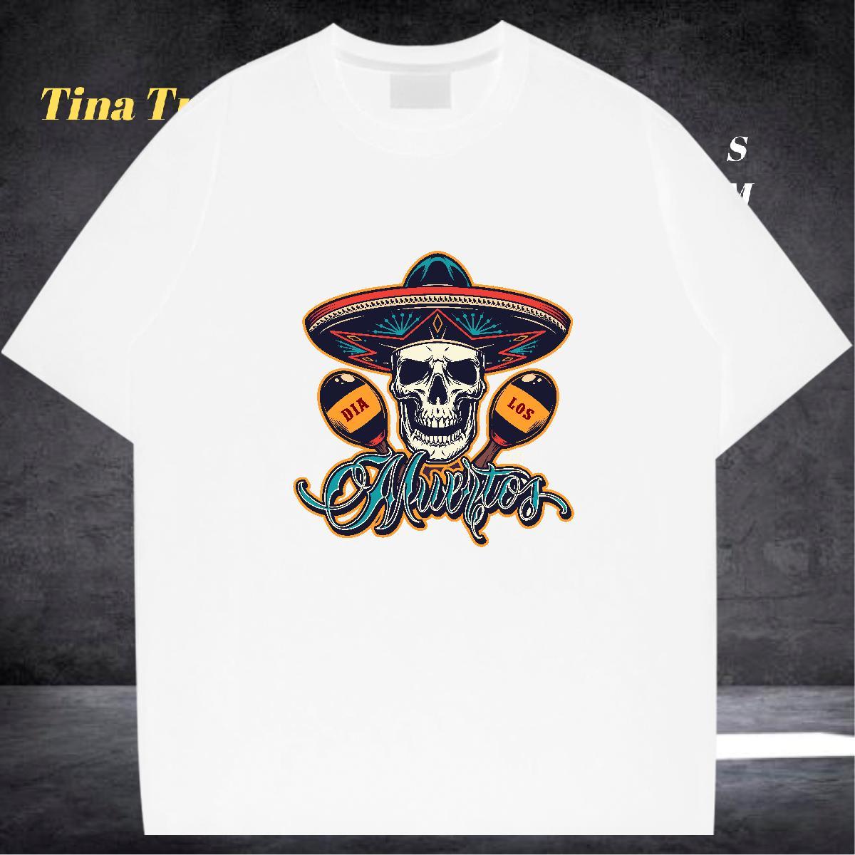 DIY T-Shirts skull Tees Shirts 230g Pure Cotton Sports Casual Brand Custom Big Size Breathable Crew Neck Mens Tshirts