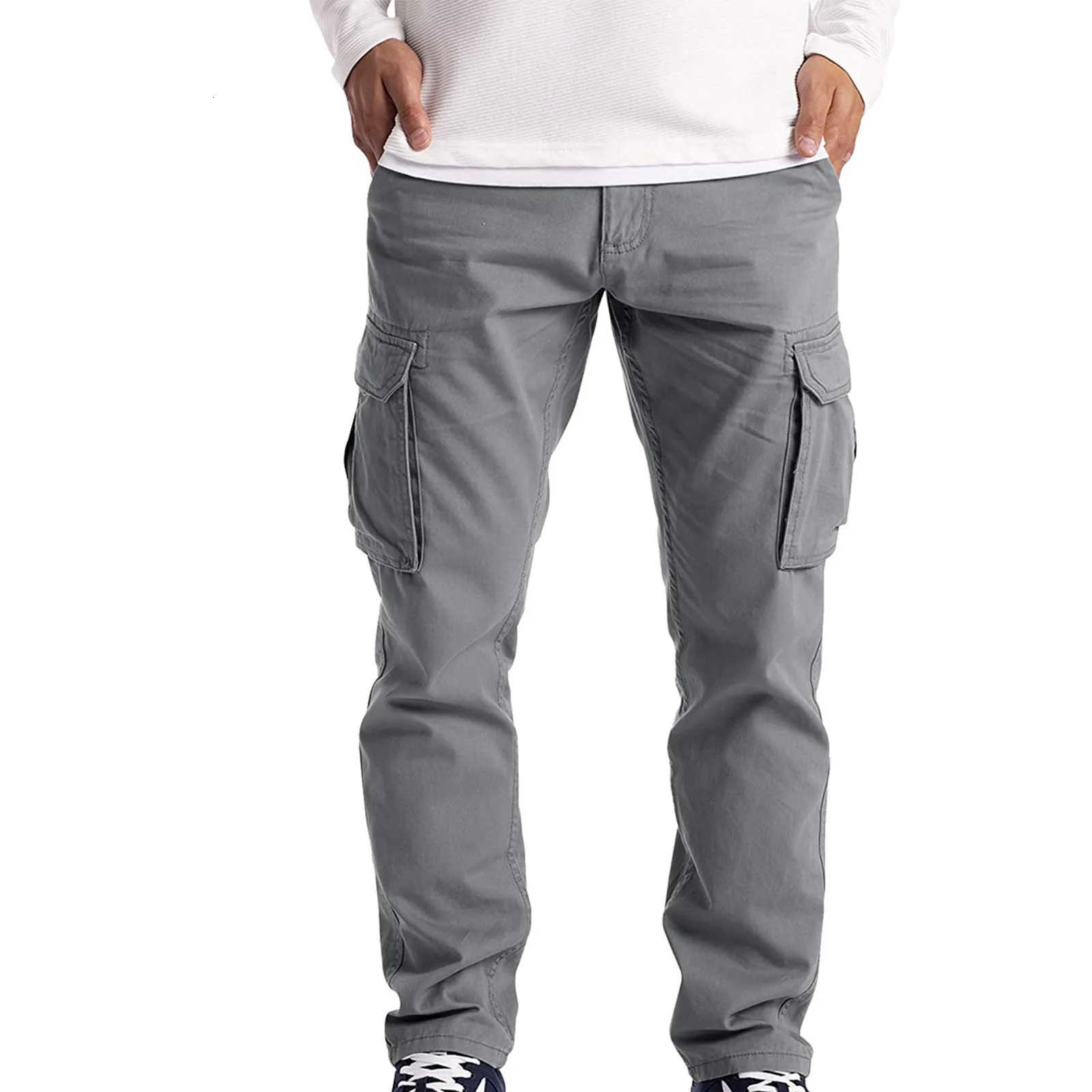 mens fashionable oversized casual pants youth workwear and multi pocket straight leg for spring summer 240806