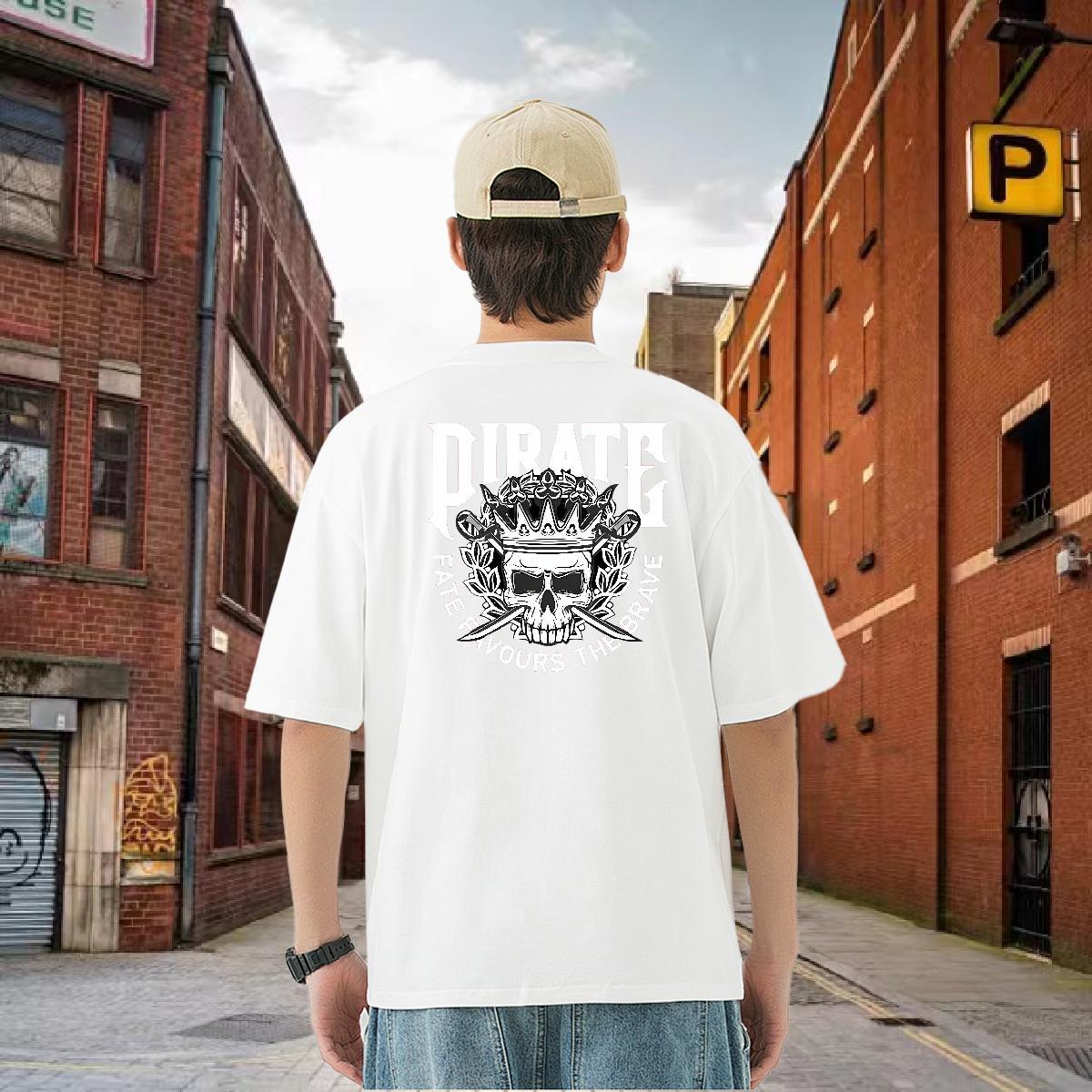 Casual New T-Shirts skull Tops Shirt 230g Pure Cotton Hip Hop Classic Custom Big Size Breathable Short Sleeve Tshirts