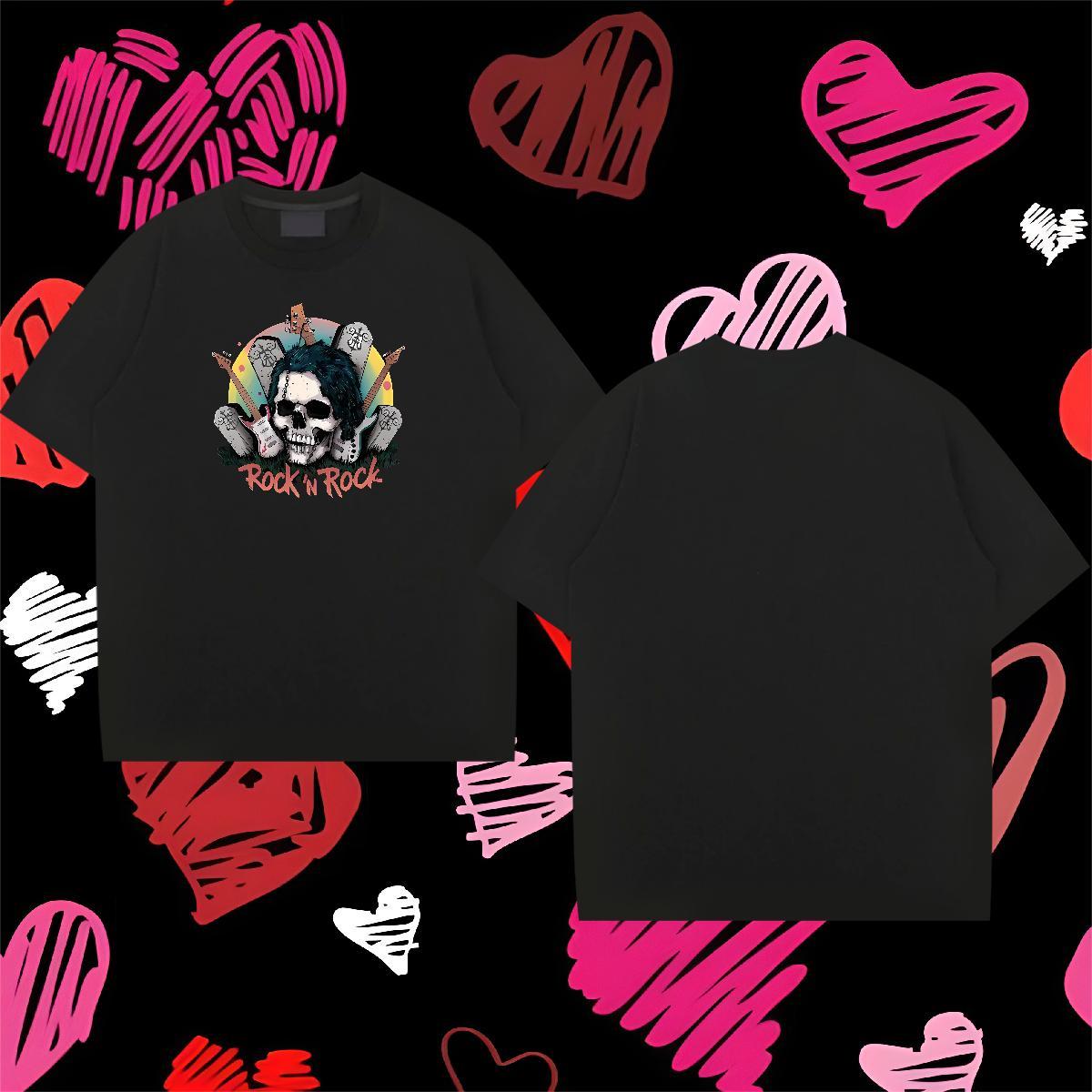 Custom T-Shirts for Men skull Tops Tees 230g Pure Cotton Outdoor Comfortable Skull Crew Neck Mens Tshirts