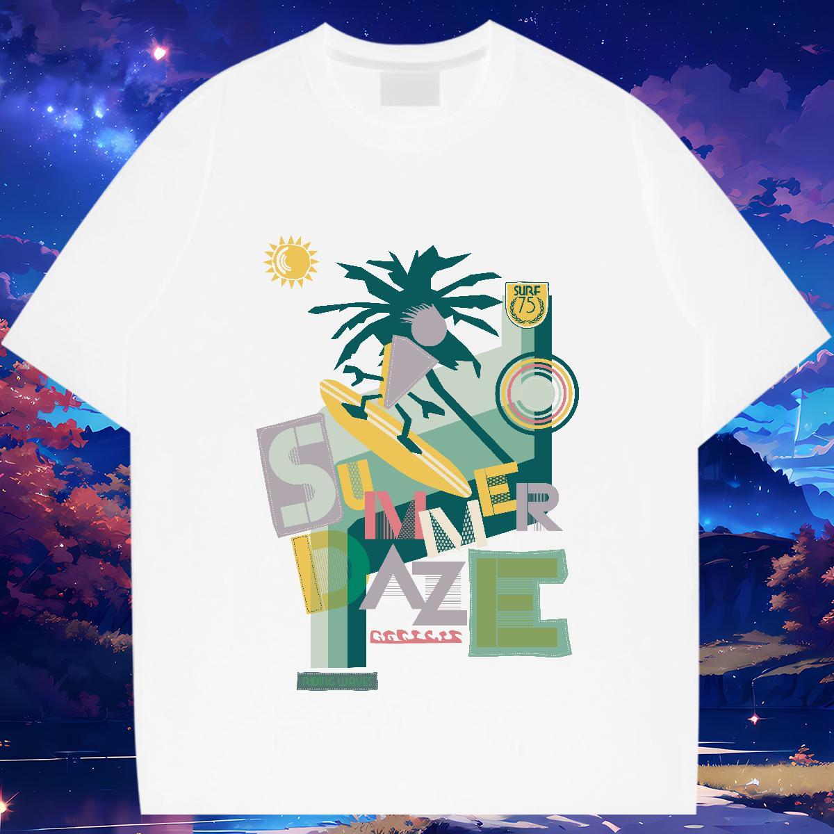 Stylist T Shirt For Man tree Tees Shirts 230g Cotton Anime Printing Street TOP Quality DIY Breathable Soft Men Clothes T-Shirt