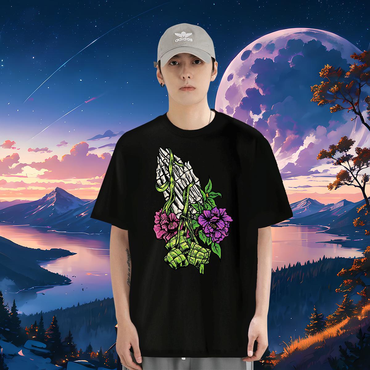Brand T Shirts Men skull Top Tees 100% Cotton 230g Street Casual Classic Asian Size Short Sleeve Soft Couples T Shirts