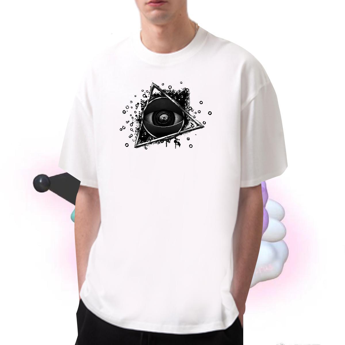 Factory Direct T Shirts Men eye of the devil Tees Shirts 100% Cotton 230g Casual Beach Brand Custom Print Oversized Breathable Crew Neck Men Clothes T