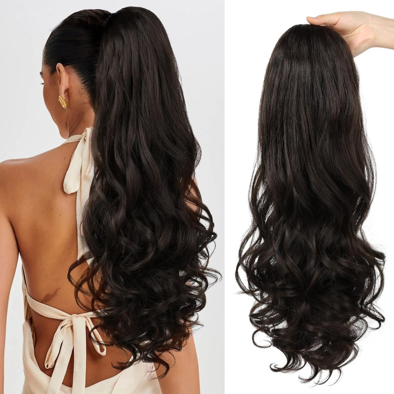 Ponytails Synthetic Hair Drawstring Ponytail Curly Wavy High Temperature Fiber 26inch Hair Extensions 4H27D# 8/33A# T2/1001#