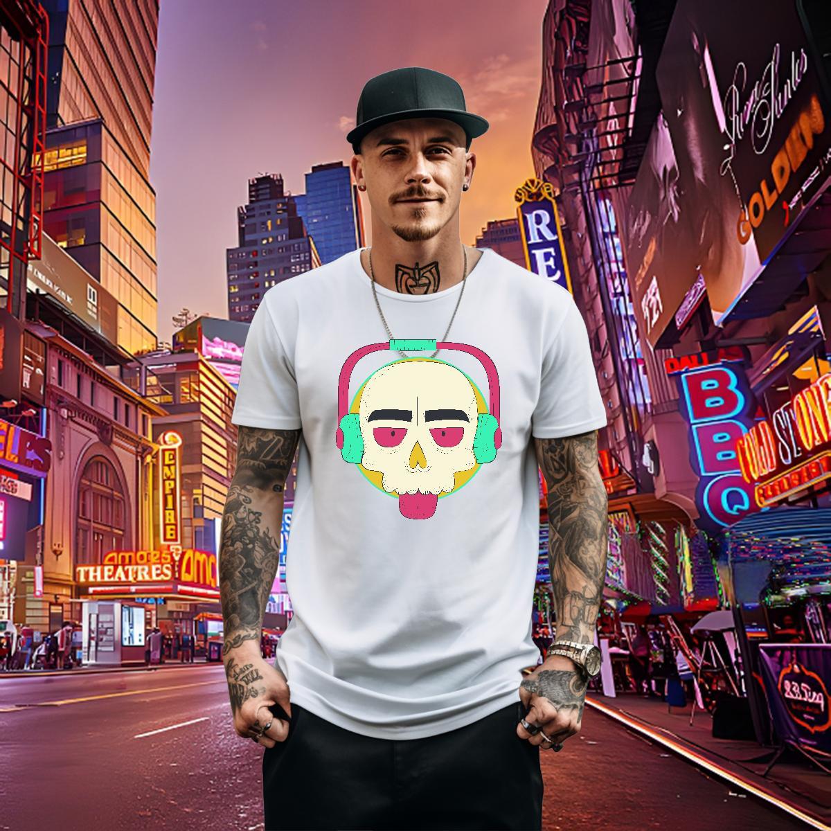 2024 Summer Mens T Shirts skull Polos 230g Pure Cotton Casual Daily Wear Free Shipping White Plus Size Short Sleeve O-Neck Tshirts