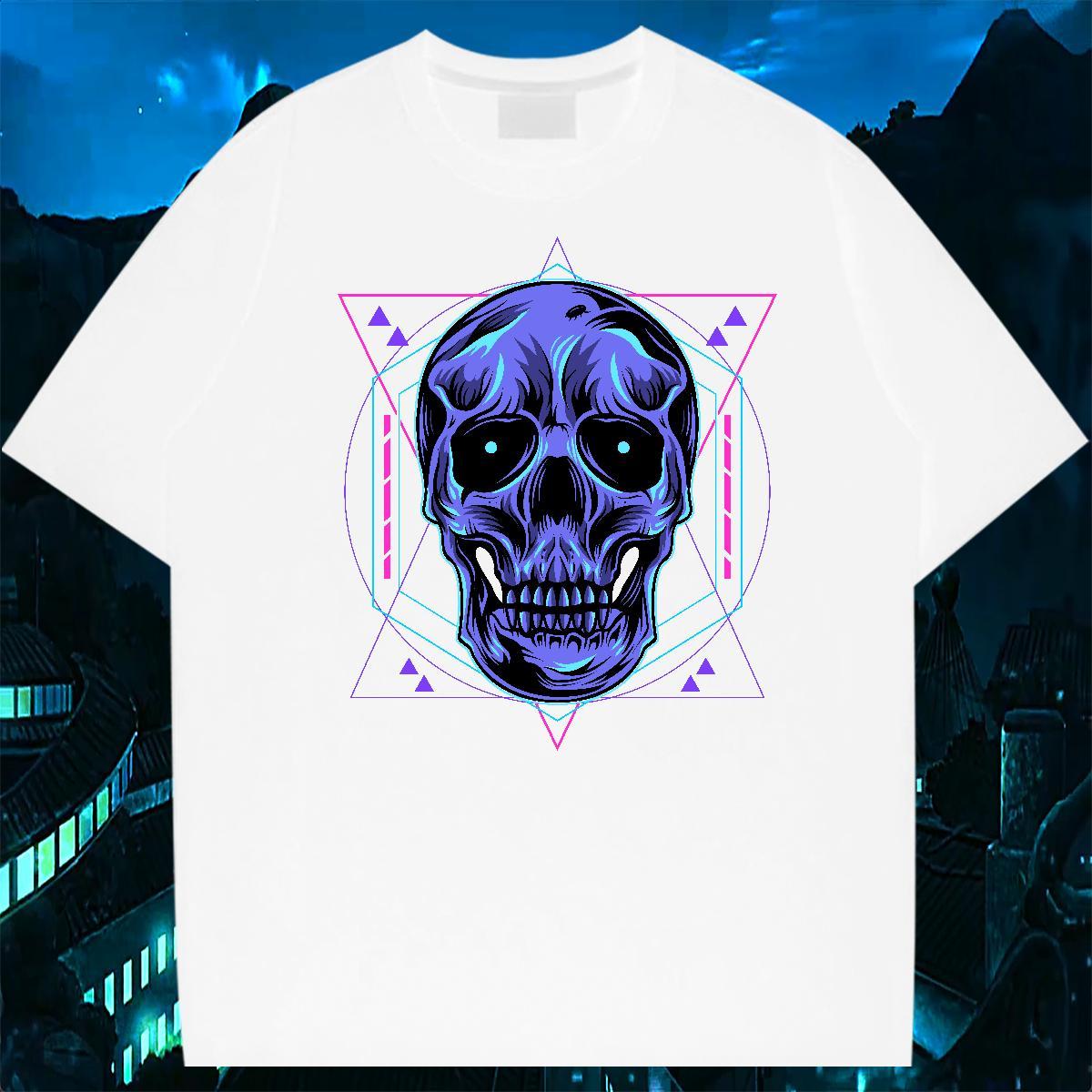 2024 T Shirt For Man skull Clothes 230g 100% Cotton Street Casual Classic Black Oversized Breathable Soft Tshirt for Man Woman