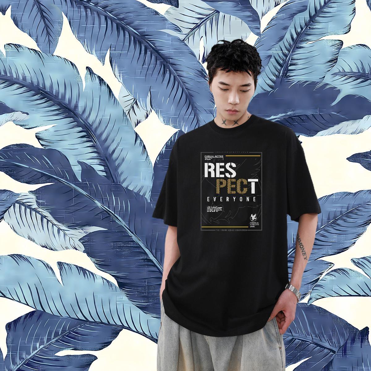 Fashion Design T shirt letter Wear 230g 100% Cotton Casual Daily Wear Wholesale Anime Print Short Sleeve O-Neck Men Tees