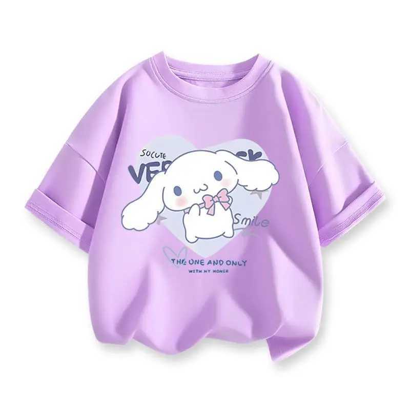 2024 New Summer T-shirt Girls and Boys Cinnamon T-shirt Cartoon Printed Childrens T-shirt Girls TopW240718