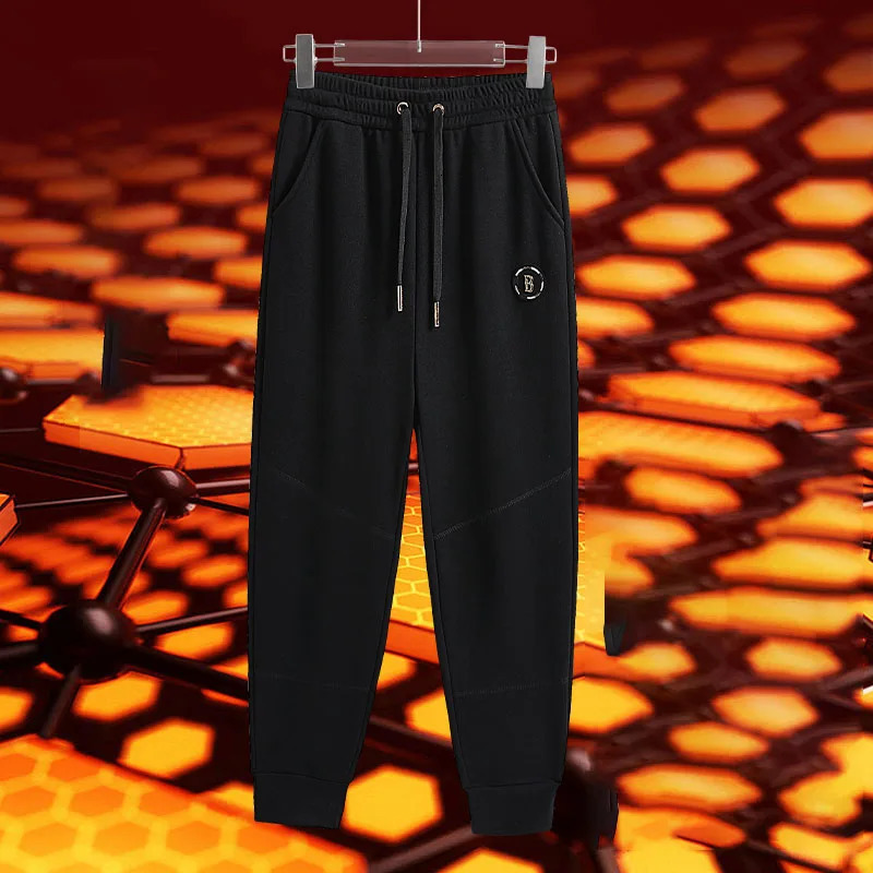 Winter Mens Velvet Thickened Fashion Drawstring Elastic Waist Strap Solid Color Loose Casual Versatile Long Pants 240806
