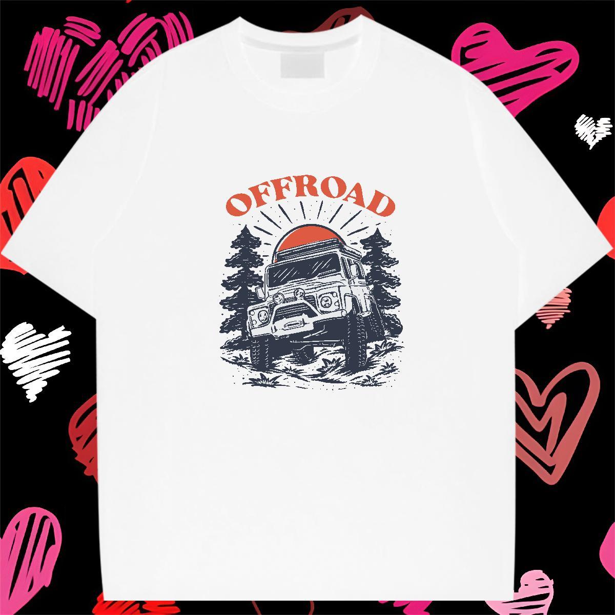 New T-Shirts for Men car Clothings 230g Cotton Daily Outfit Loose Asian Size Breathable Short Sleeve Men Tops Tees