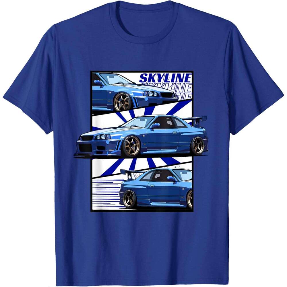 T shirt for Mens Jdm r34 Motorsport Drift sky line Car Comic Style Japan T-Shirt shirts tshirt graphic tee Casual tops summer clothes Short sleeve Fre