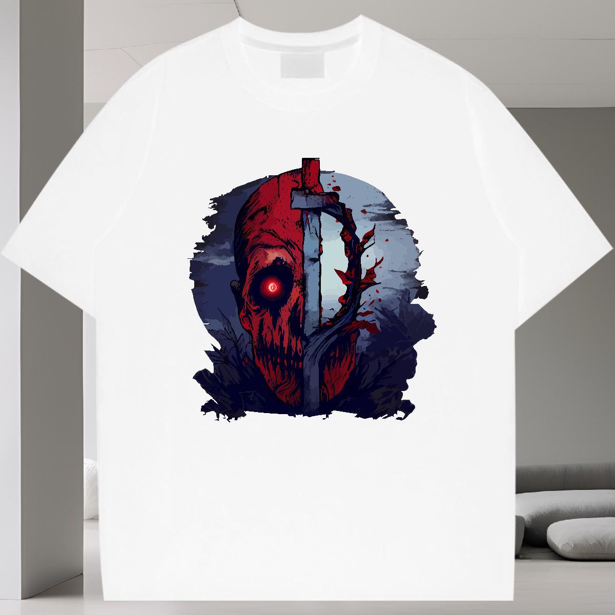 Designer Mens T Shirts skull Tops Tees 230g Pure Cotton Hip Hop Free Shipping Custom Print Plus Size Crew Neck Men Clothes T-Shirt