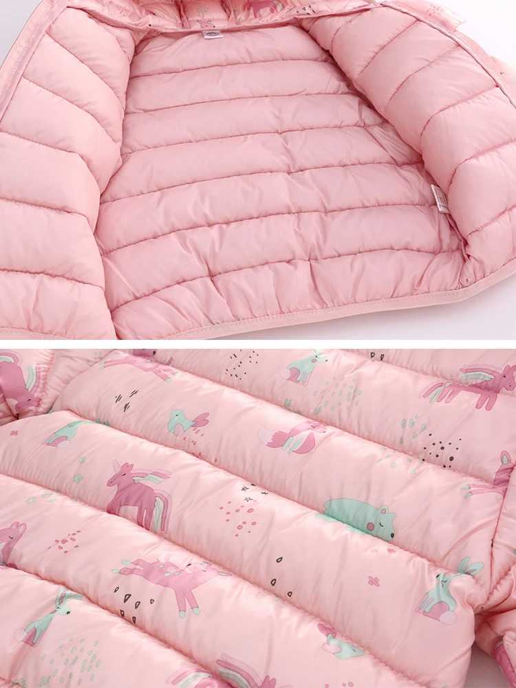 LJMOFA Baby Girls Hooded Down Jackets For Kids Coats Autumn Winter Boys Cartoon Windproof Coat Toddler Zipper Outerwear D163 Y240803