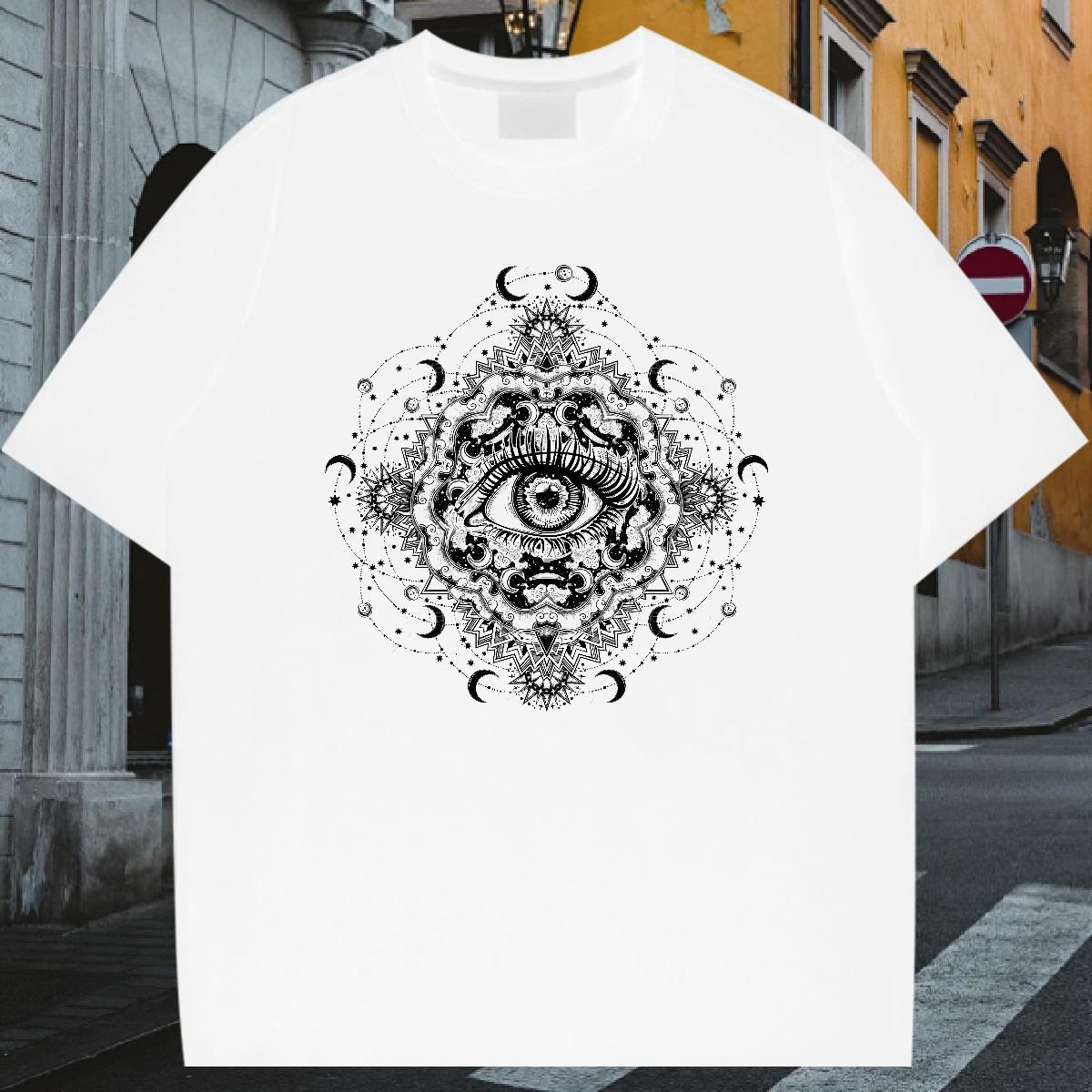 Classic T shirt eye of the devil Wear 230g 100% Cotton Anime Printing Street Loose Custom Anime Breathable Short Sleeve Tshirt for Man Woman