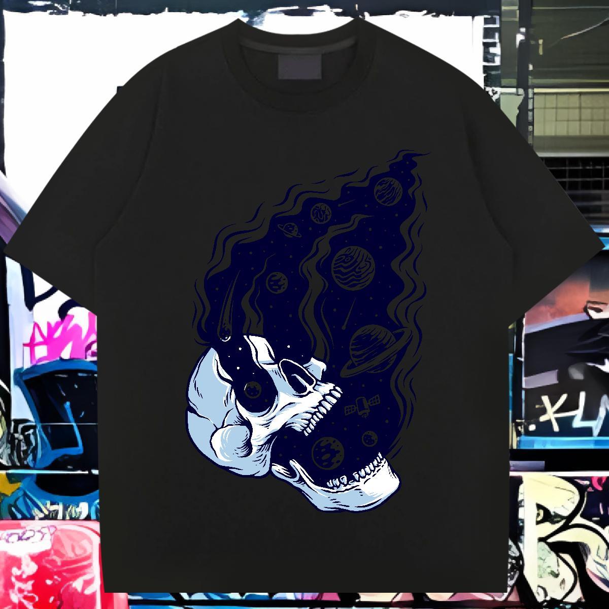 Fashion Designer T Shirts Men skull Top Tees 100% Cotton 230g Daily Wear Comfortable Graphic Breathable Crew Neck Tshirts