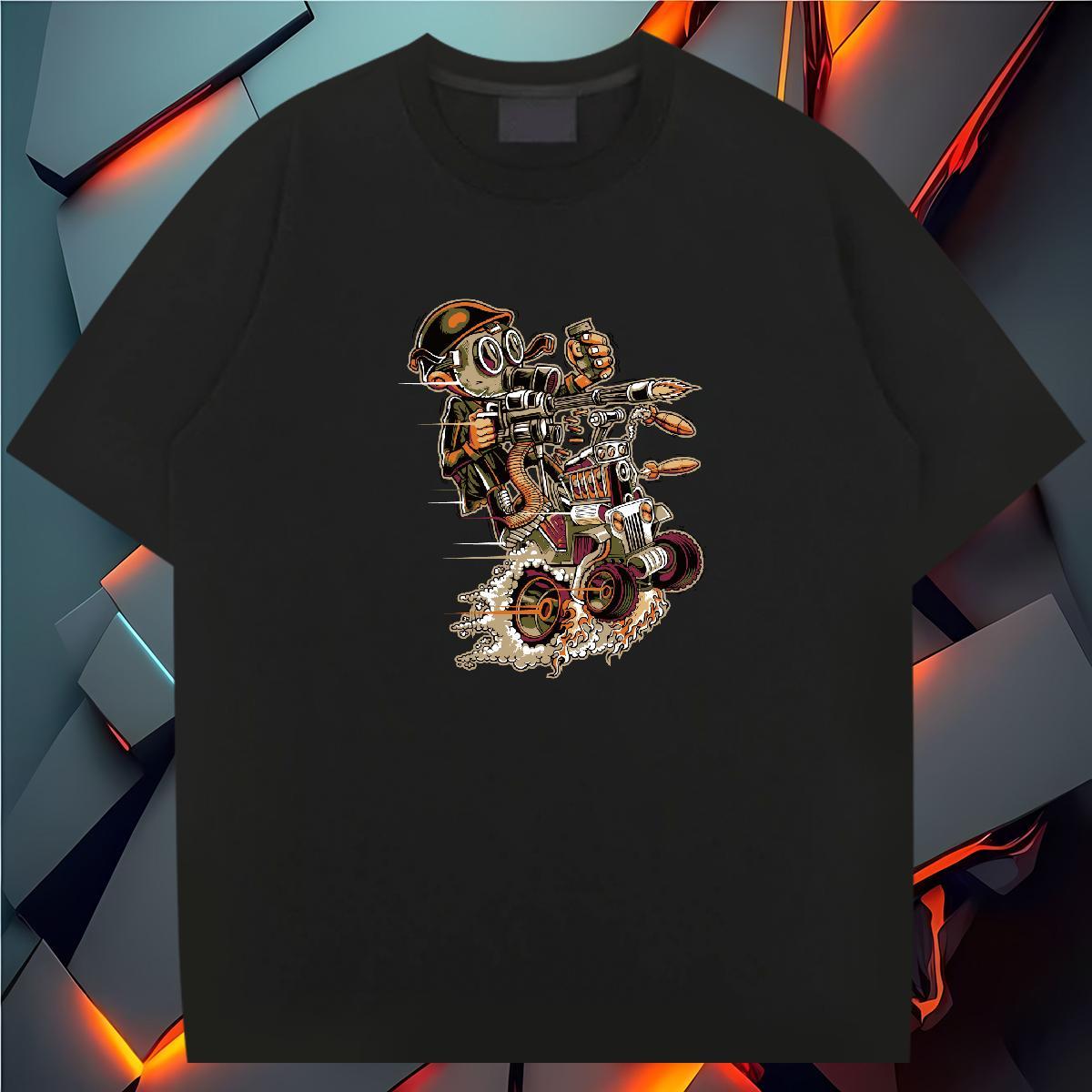 Brand T Shirts Men Motorcycle Tops 230g Cotton Beach Loose Skull Crew Neck Breathable Mens Tshirts