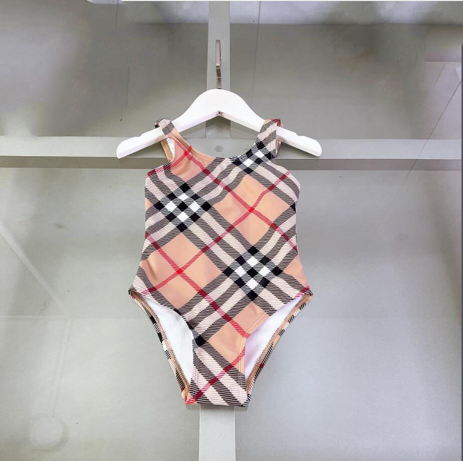 Summer Girls Plaid One-Pieces Bikini Swimsuit Cute Kids Toddler Bathing Suits Baby Girl Beach Swimwear Children Swimming Wear