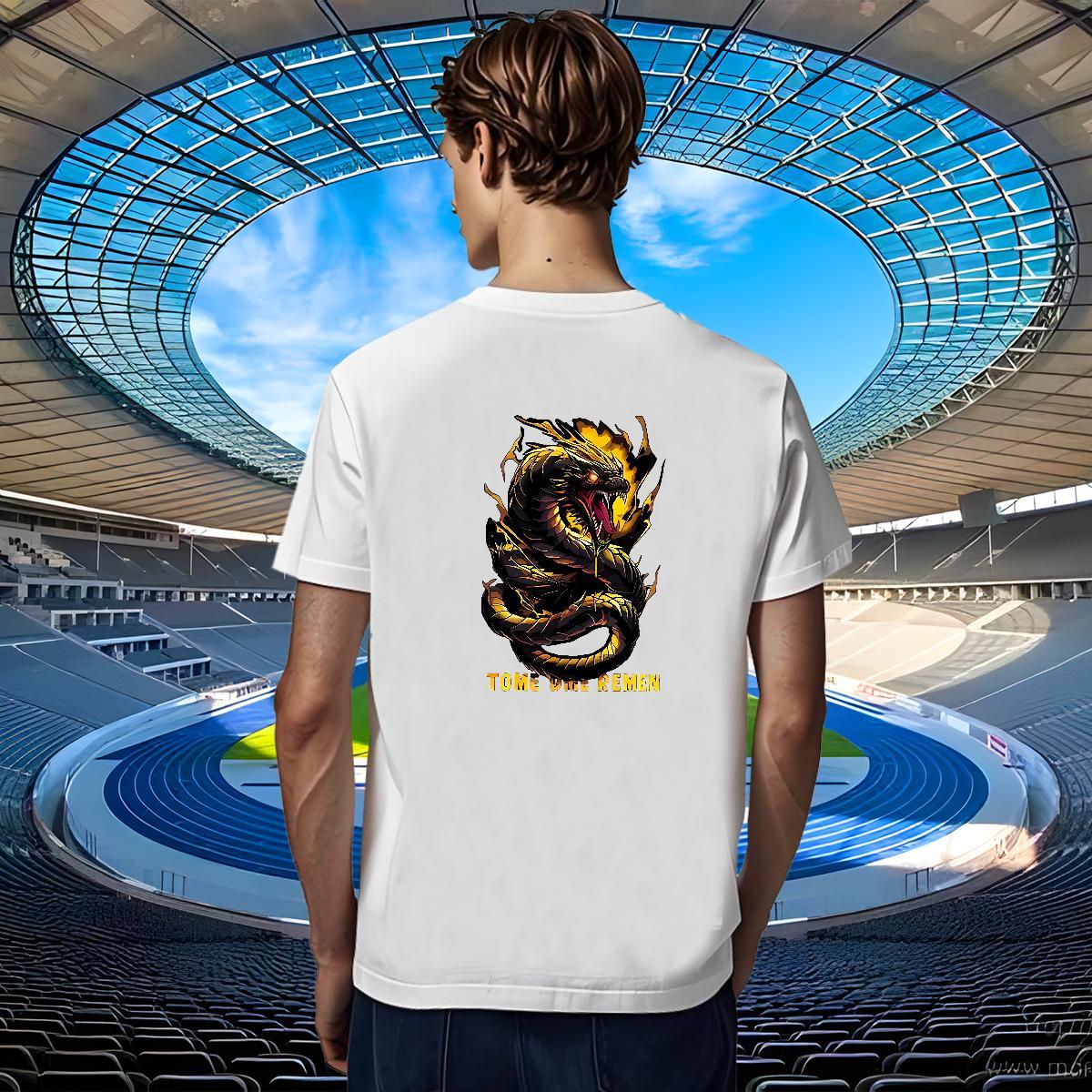 2024 DIY Men T Shirts Black Gold Dragon Tshirts 100% Cotton 230g Summer Casual Loose Fit Black White Crew Neck Breathable Men Tees