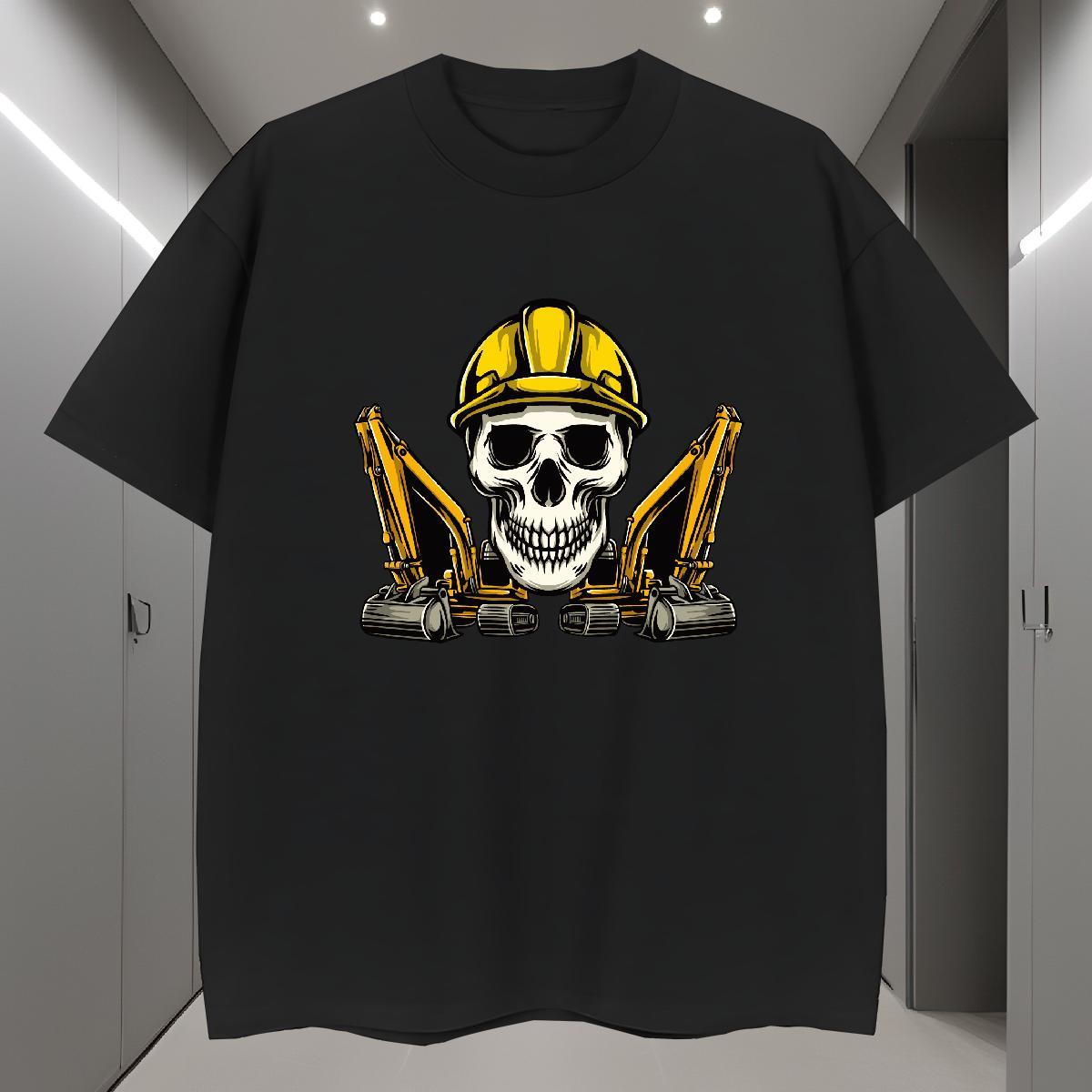 Fashion New Man T Shirts skull Tee Shirt 230g 100% Cotton Outdoor Brand DIY Pure Cotton Mens Tshirts