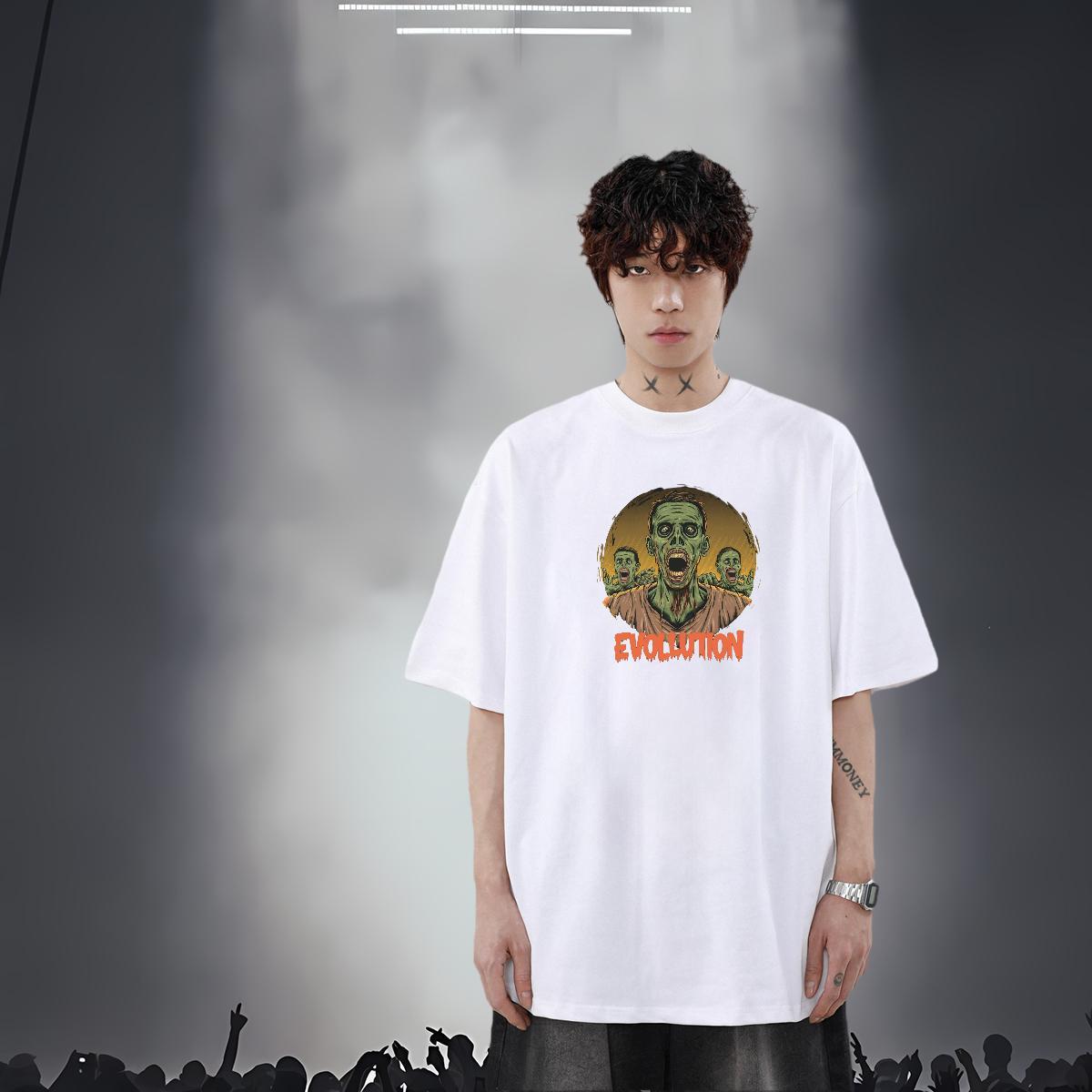 Free Shipping T-Shirts for Men skull Tees Shirts 230g Cotton Casual Soft Cartoon Print Breathable Short Sleeve Couples T Shirts