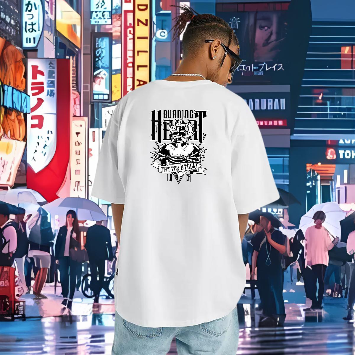 DIY Customized Man T Shirts logo Tees 230g Cotton Beach Unisex Cartoon Print Breathable Short Sleeve Men Tees