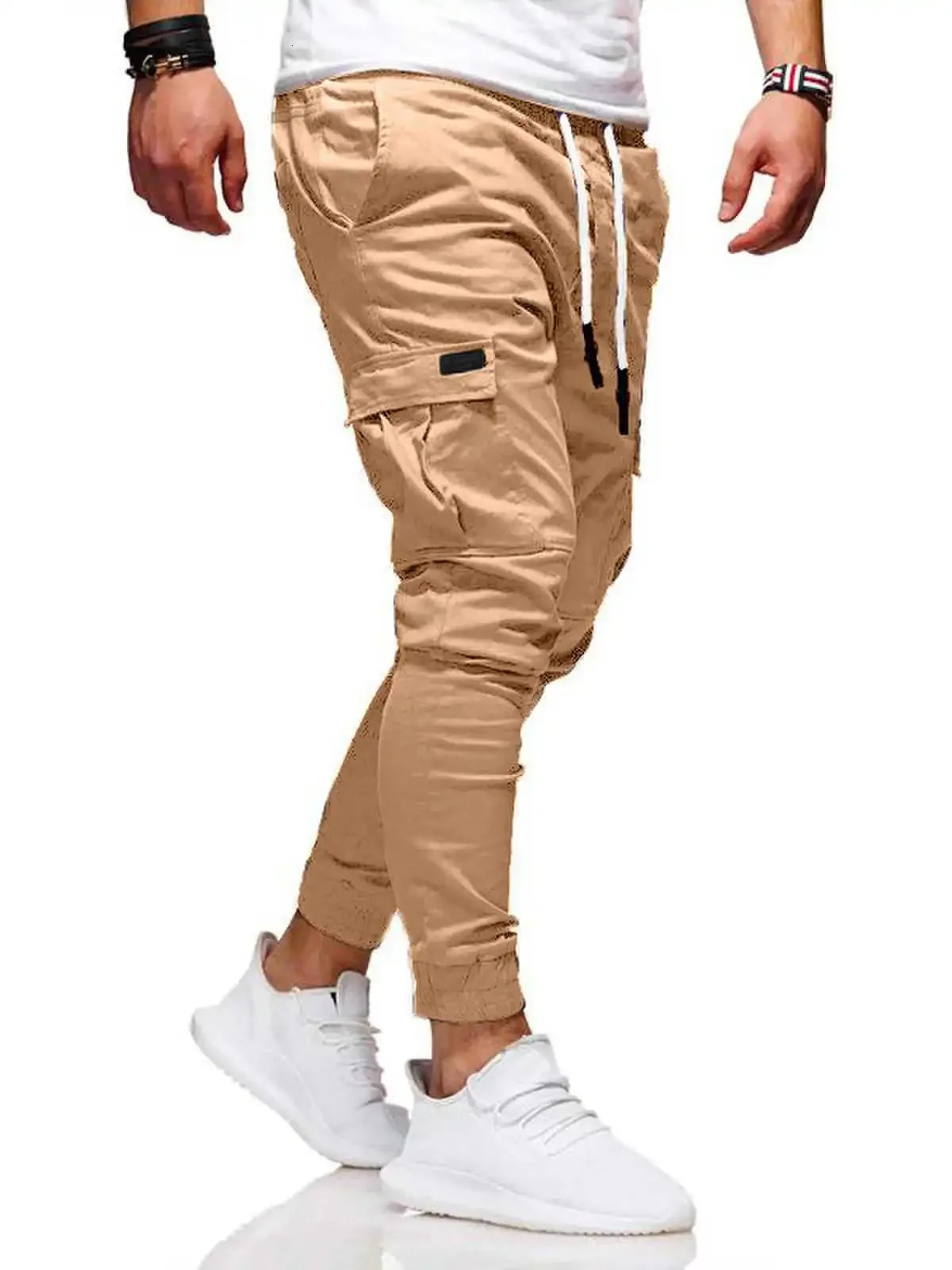 Autumn and winter threedimensional patch bag small foot pants tie rope elastic sports saggy long casual jogging pan 240806
