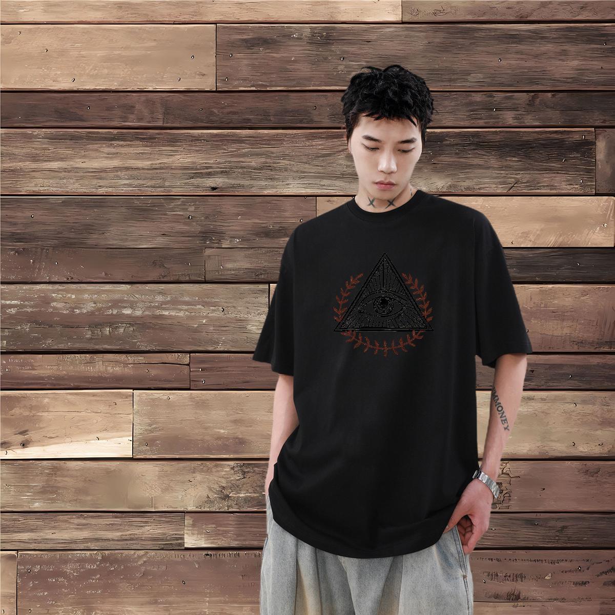 Fashion Casual Man T Shirts eye of the devil Clothings 230g Pure Cotton Street Casual Popular Custom Printing Breathable Crew Neck Tshirts