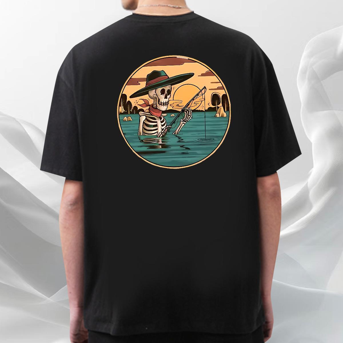 Custom T Shirt For Man fishing Tees 230g Pure Cotton Street wear Hip Hop TOP Quality Custom Cartoon Breathable Crew Neck Tshirts