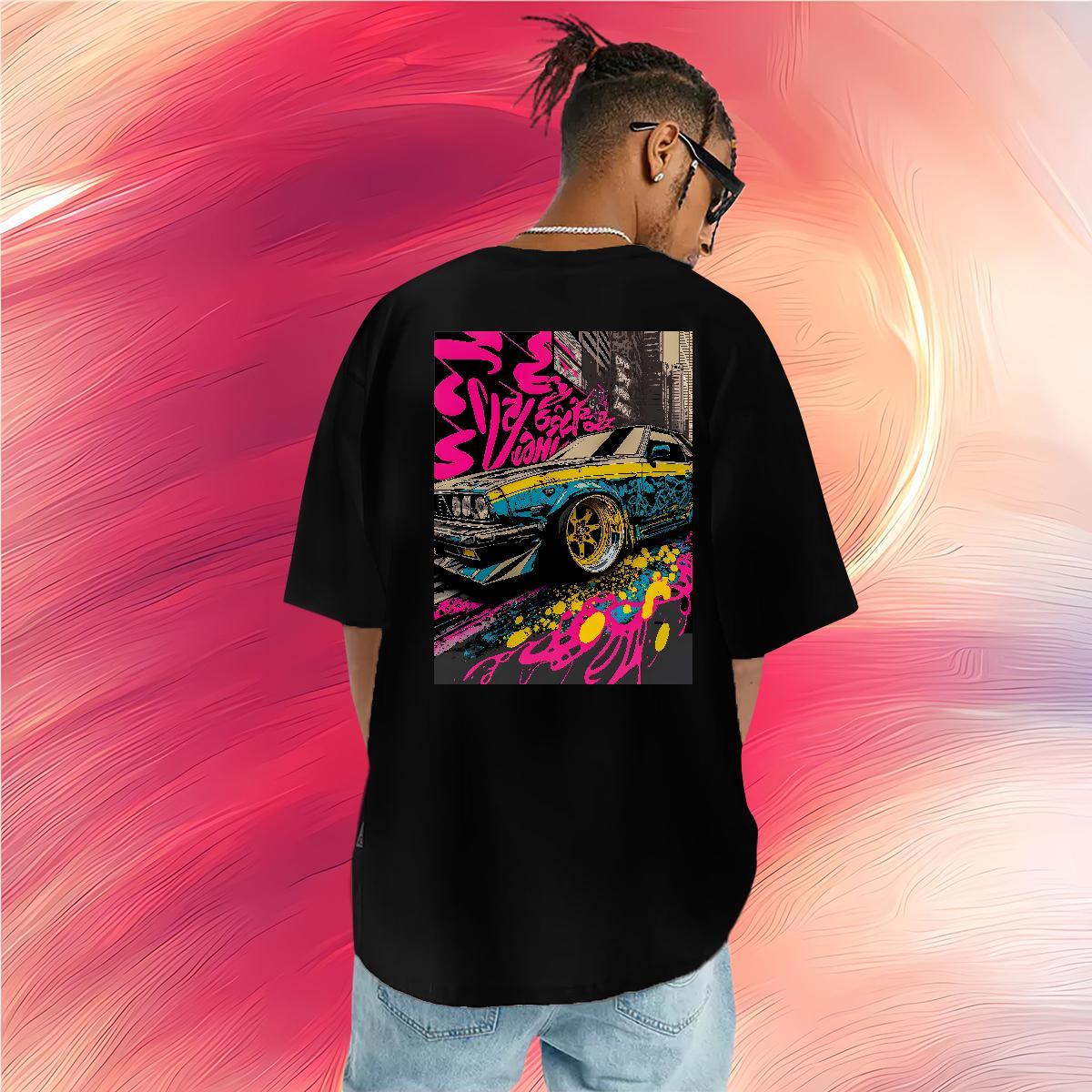 Fashion T Shirts Men car Tees 230g Cotton Home Outdoor Cool Black White Pure Cotton Mens Tshirts