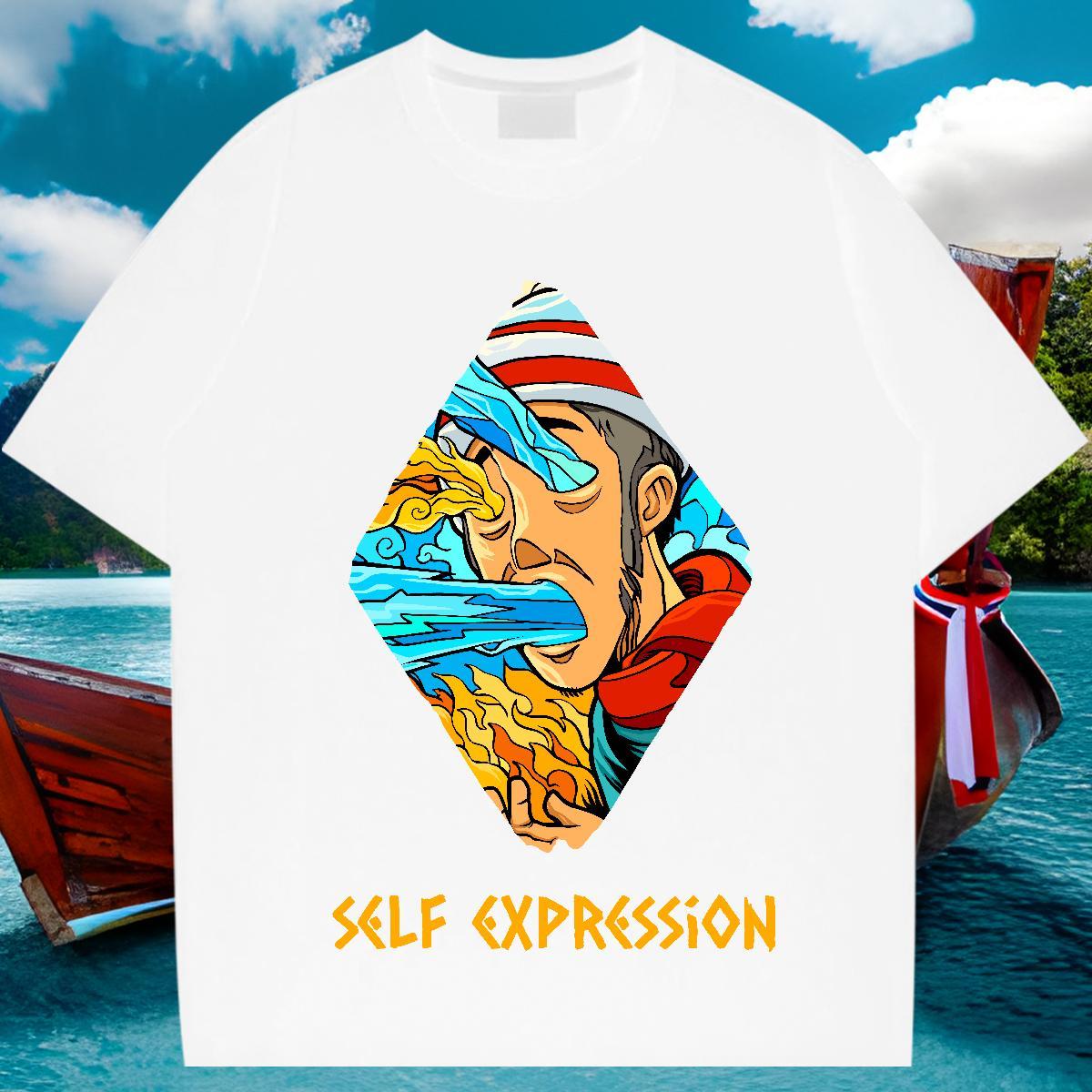 Custom T Shirt For Man portrait Clothings 230g 100% Cotton Sport Wholesale Skull Breathable Crew Neck Mens Tshirts
