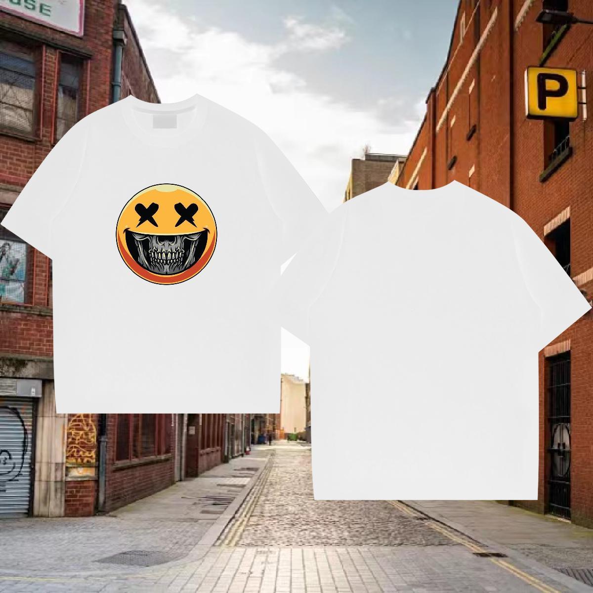 Factory Direct Men T Shirts skull Tees 100% Cotton 230g Street Casual Designer White Plus Size Short Sleeve O-Neck Mens Tshirts