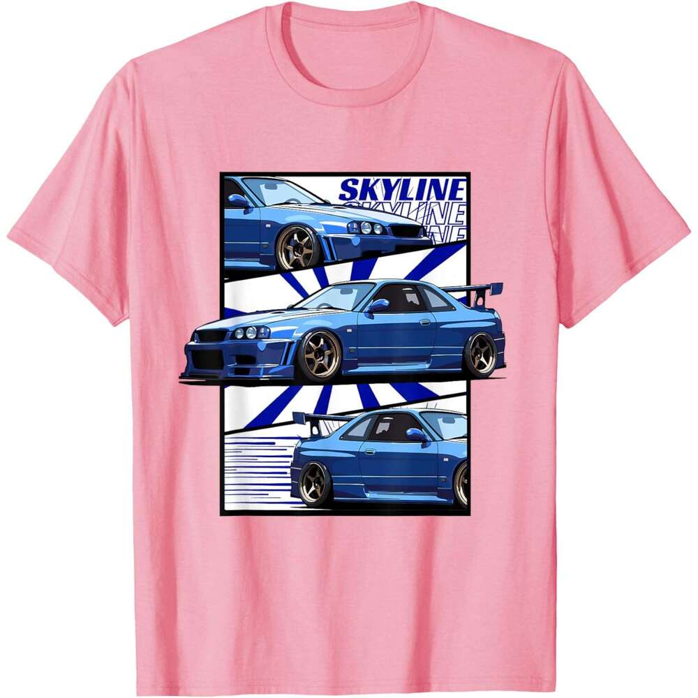 T shirt for Mens Jdm r34 Motorsport Drift sky line Car Comic Style Japan T-Shirt shirts tshirt graphic tee Casual tops summer clothes Short sleeve Fre