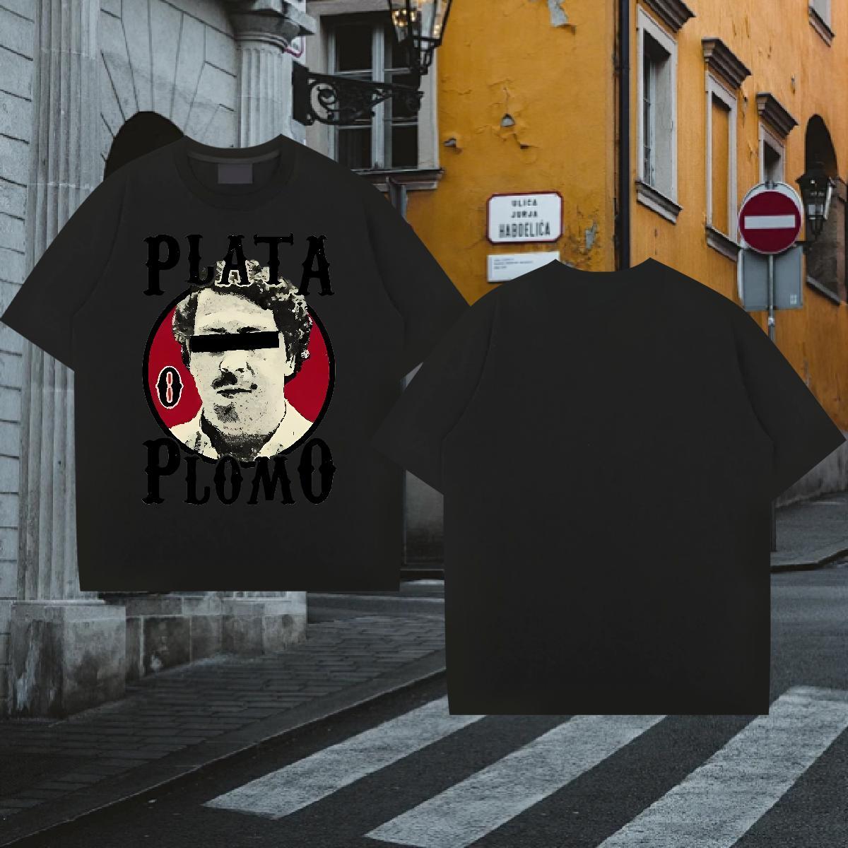 Classic T shirt portrait Polos 230g 100% Cotton High Street Hip Hop Cool Black White Breathable Short Sleeve Men Tees