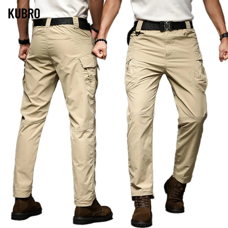 KUBRO American Outdoor Camping Tactical Trousers Autumn Fashion Mens Clothing Casual Versatile Multi Pocket Straight Cargo Pants 240806