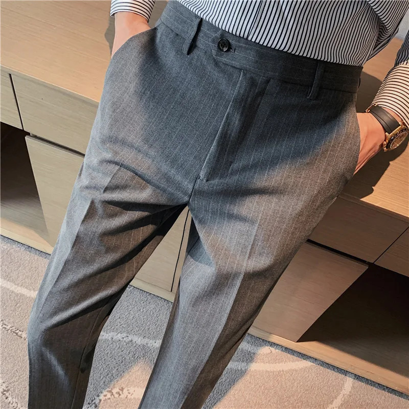 Business Formal Pants Men Spring Korean Style Slim Office Social Suit Trousers High Quality Casual Streetwear Straight 240806