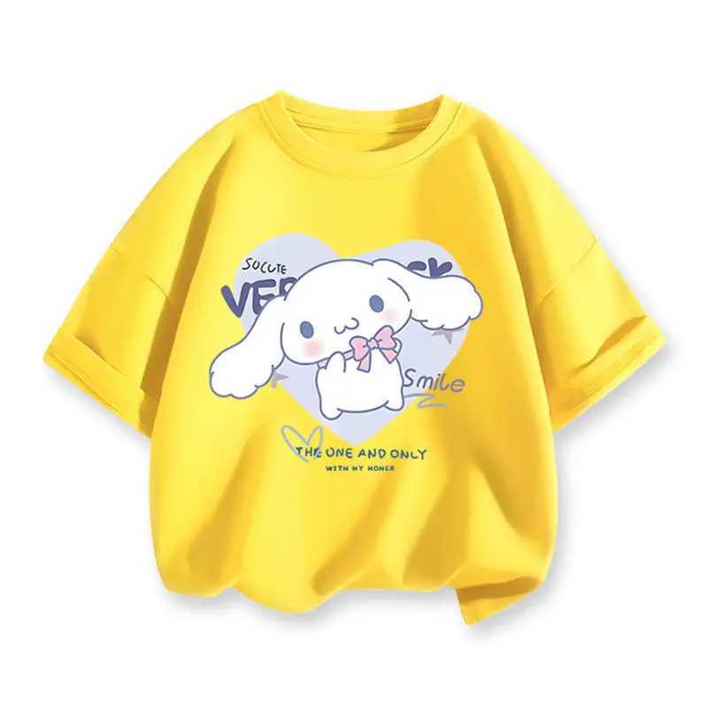 2024 New Summer T-shirt Girls and Boys Cinnamon T-shirt Cartoon Printed Childrens T-shirt Girls TopW240718