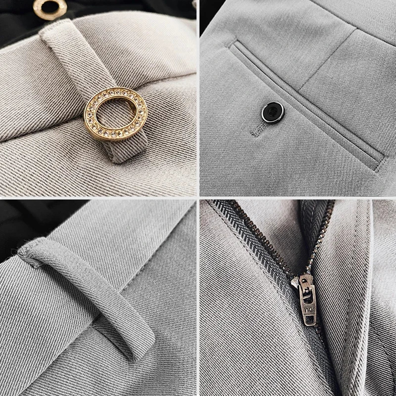 Men Suit Pants Slim Fit Spring High Quality Solid Color Formal Dress Business Fashion Casual Trouser Clothing 240806