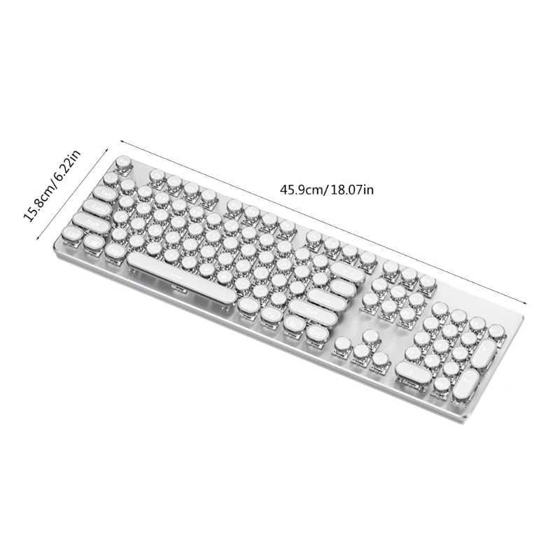 DN59 Corded Typewriter Mechanical Keyboard Rainbow Backlight Retro Punk Round Keycap For 104 Keys Media Knob WhiteM240715