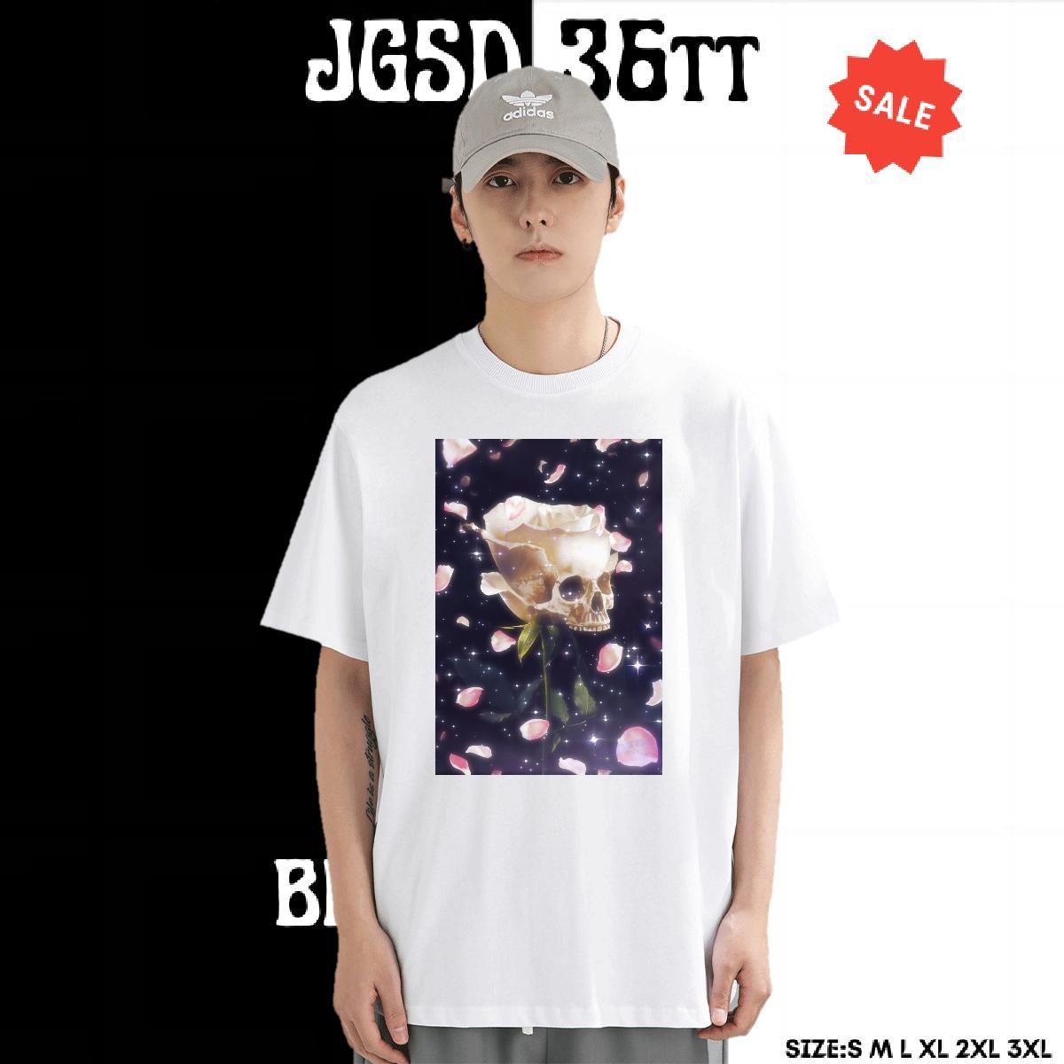 DIY Customized Mens T Shirts skull Top Tees 230g Pure Cotton Casual Daily Wear Comfortable Anime Short Sleeve Soft Men Clothes T-Shirt