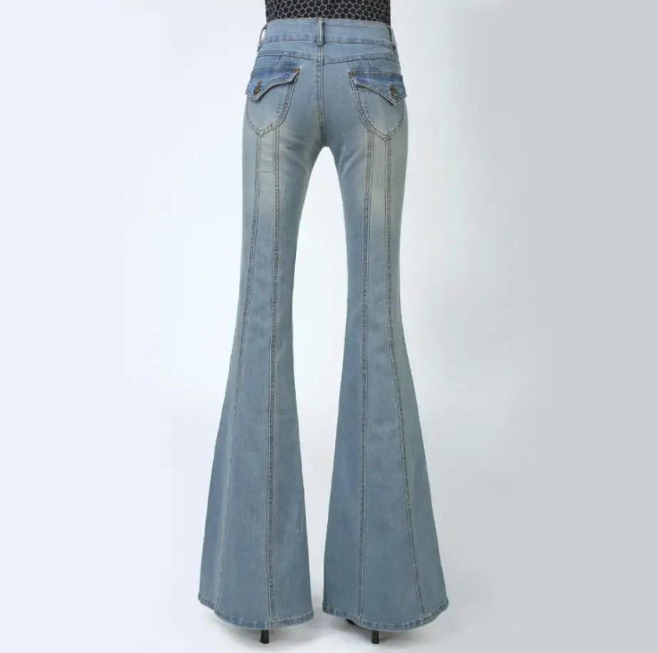 Fashion Womens Flare Jeans Pants Ladies Wide Leg Denim Trousers Slim Bell Bottom Jeans For Female r592 240807