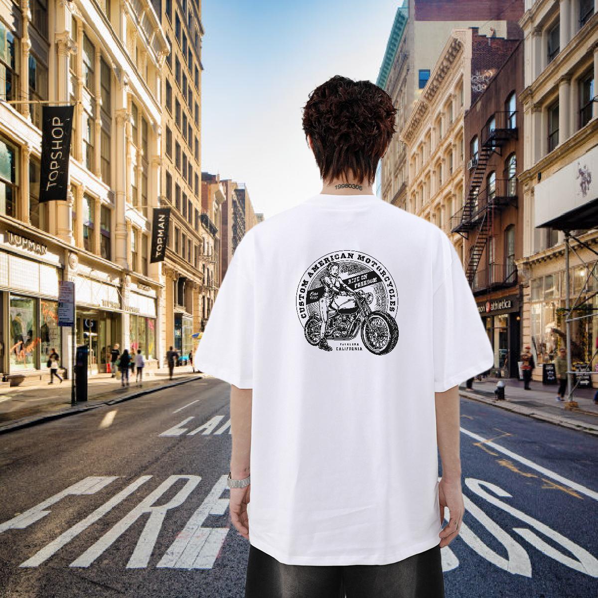 Factory Direct Mens T Shirts Motorcycle Tees Shirts 230g Cotton Outdoor Classic Custom Print Oversized O Neck Short Sleeves Tshirts