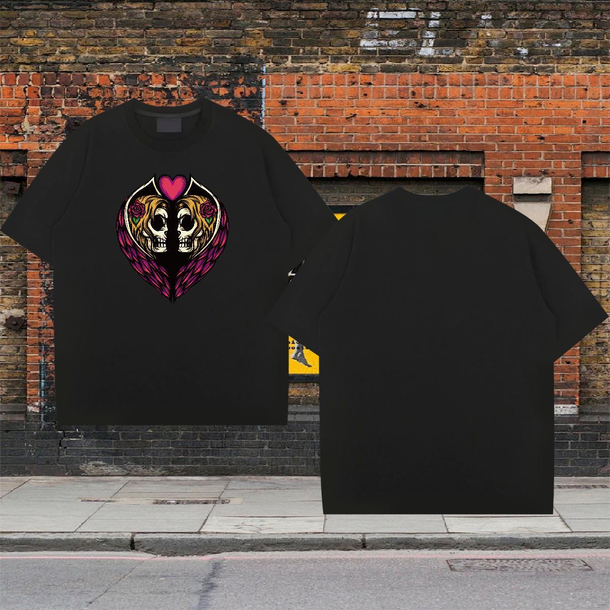 Factory Direct T Shirt For Man skull Top Tees 230g Pure Cotton Hip Hop Loose Fit Custom Anime Crew Neck Couples T Shirts