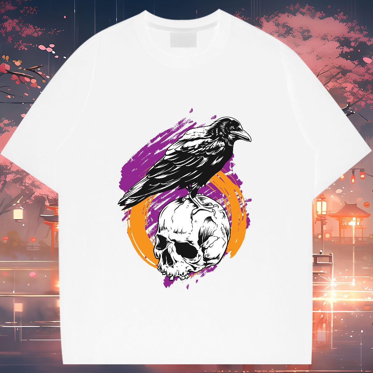 DIY Men T Shirts skull Clothings 230g Cotton Sports Casual Wholesale Oversized Short Sleeve O-Neck Mens Tshirts