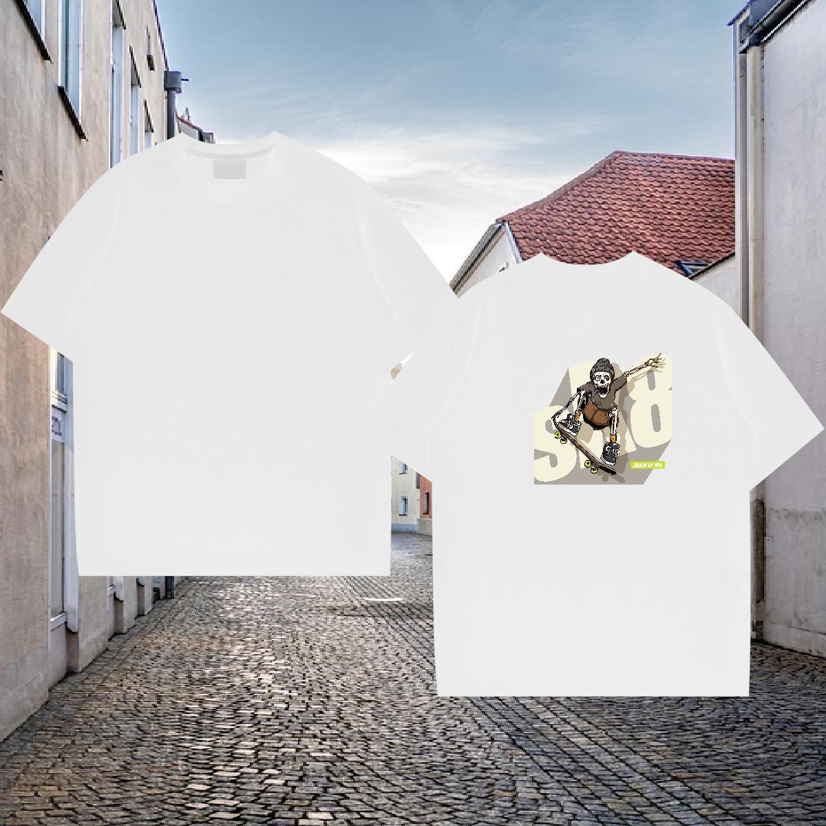 Stylist T-Shirts for Men skull Tshirts 230g 100% Cotton Summer Casual Classic Customized Breathable Soft Mens Tshirts